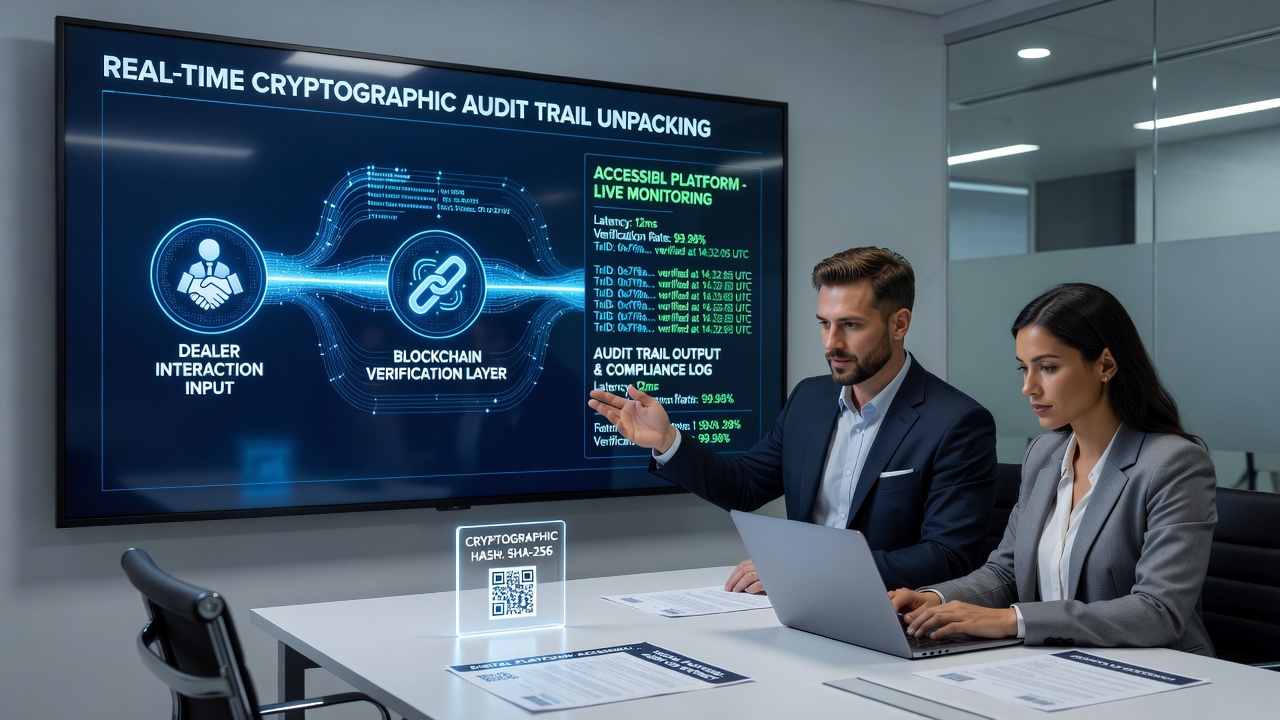 Screenshot of live dealer interface showing embedded blockchain transaction logs for French-resident users